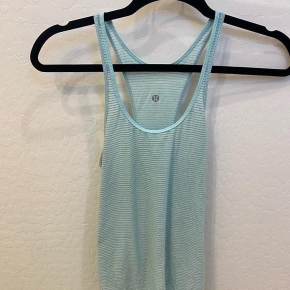 lululemon athletica Tops - Light blue with gray horizontal lines
